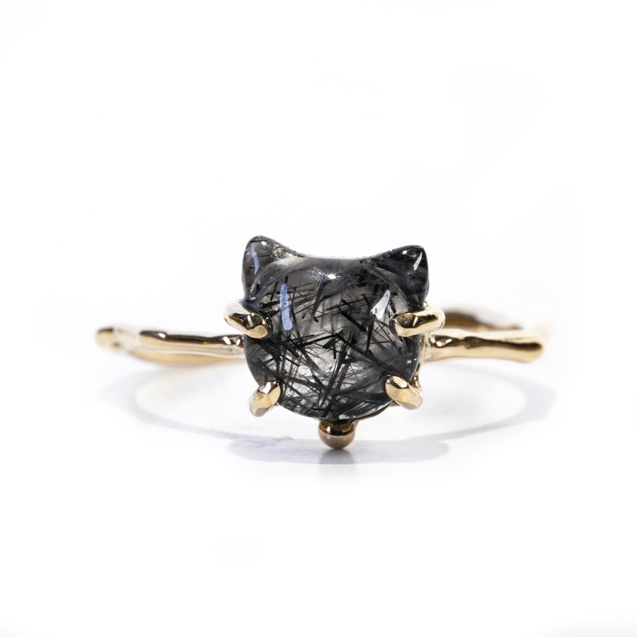 Charm ネコRing No.1181/ Tourmaline in Quartz