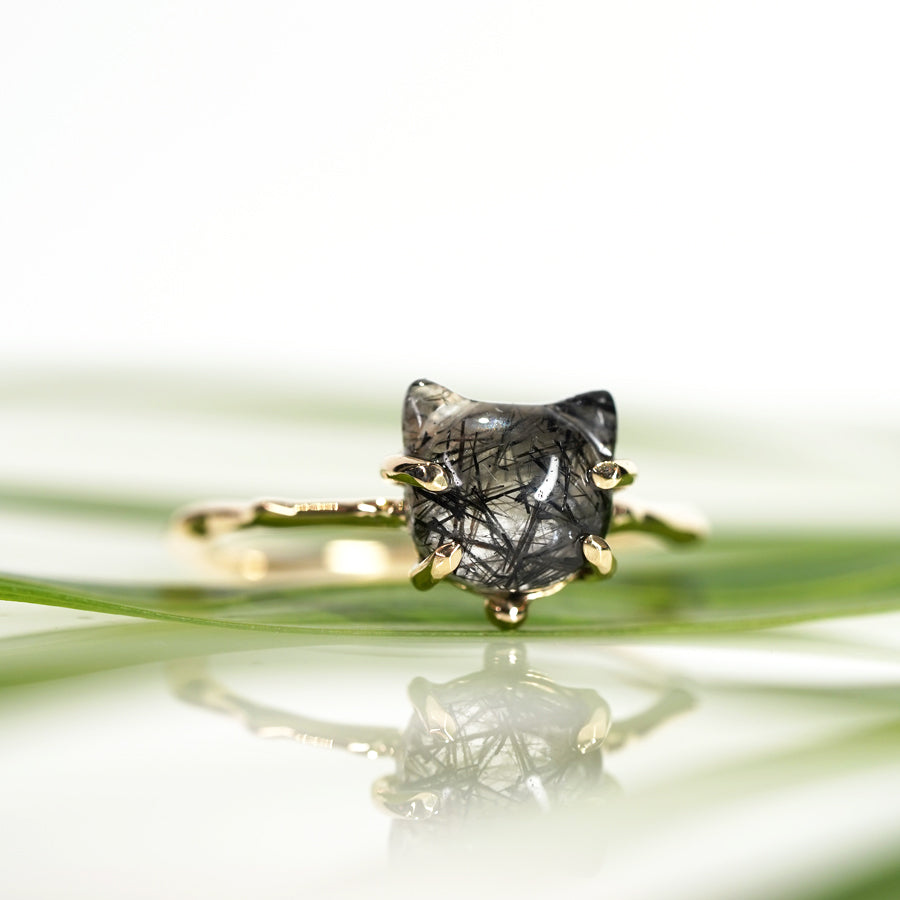 Charm ネコRing No.1181/ Tourmaline in Quartz