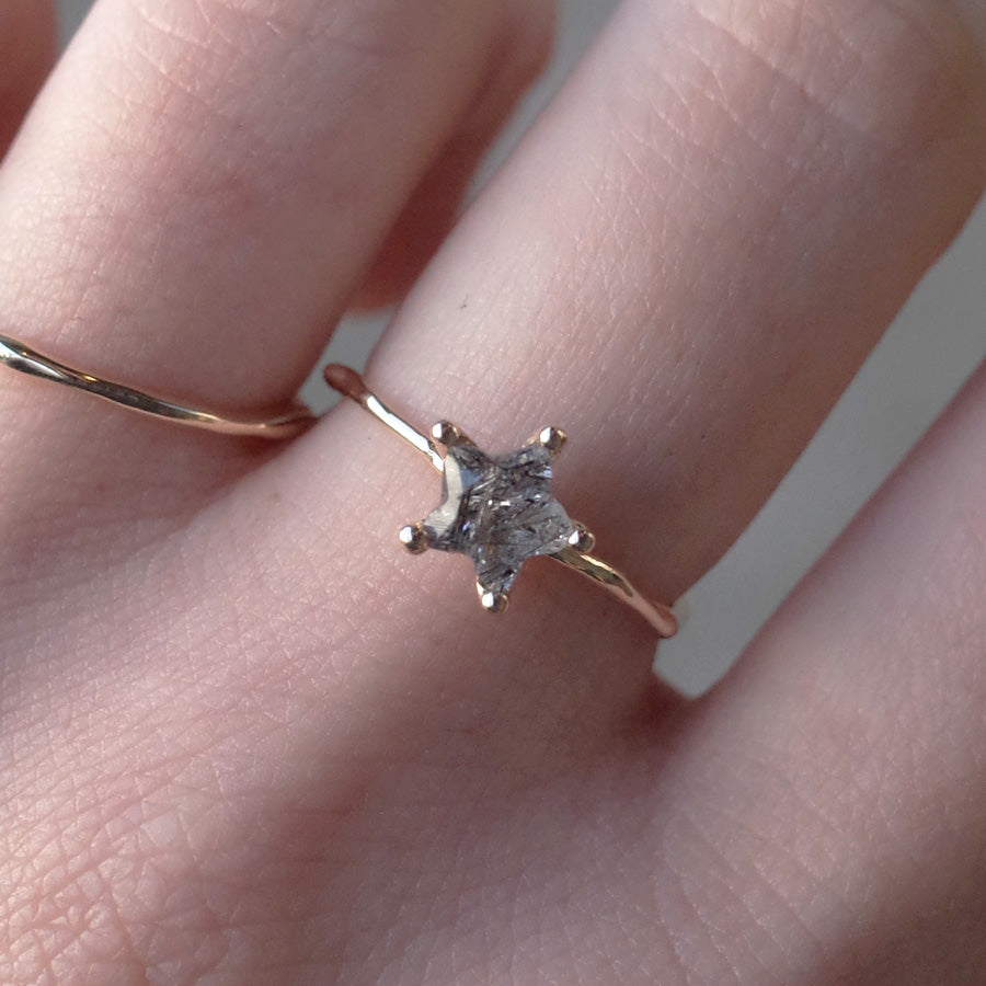 Charm Ring No.1236/ Black Rutilelated Quartz