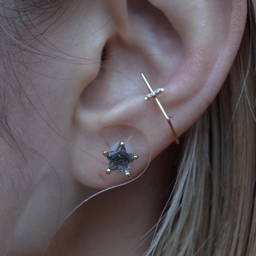 Charm Pierce No.1261/Black Rutilelated Quartz