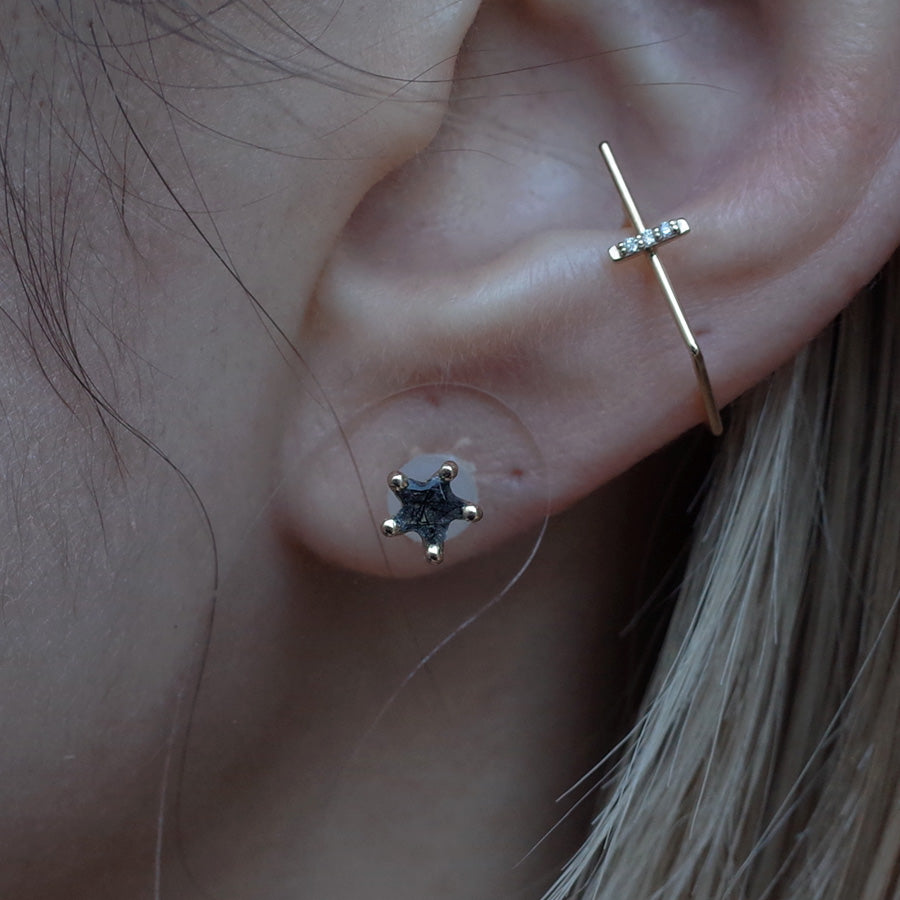 Charm Pierce No.1264/Black Rutilelated Quartz