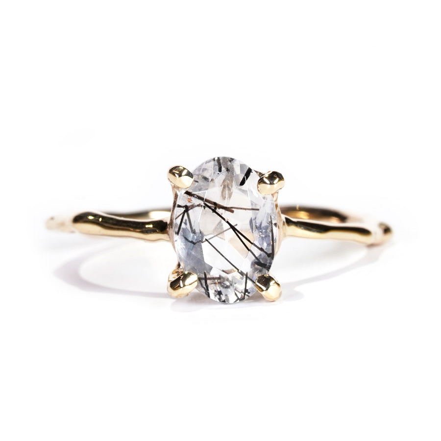 Charm Ring No.1346/ Black Rutilelated Quartz