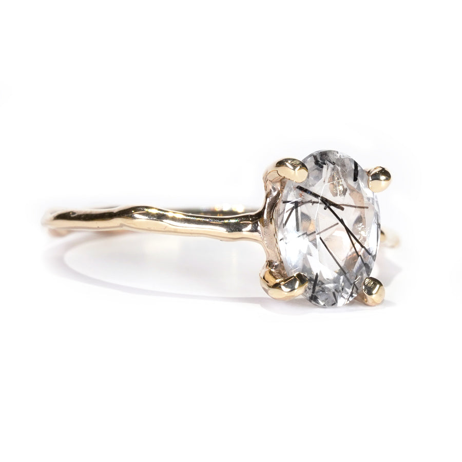 Charm Ring No.1346/ Black Rutilelated Quartz