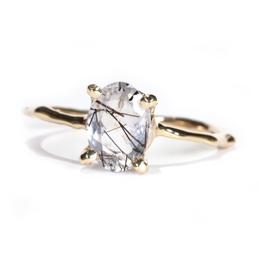 Charm Ring No.1346/ Black Rutilelated Quartz