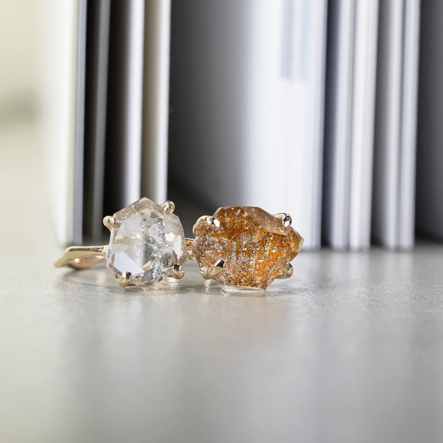 Charm Ring No.1384/ Pyrite in Quartz