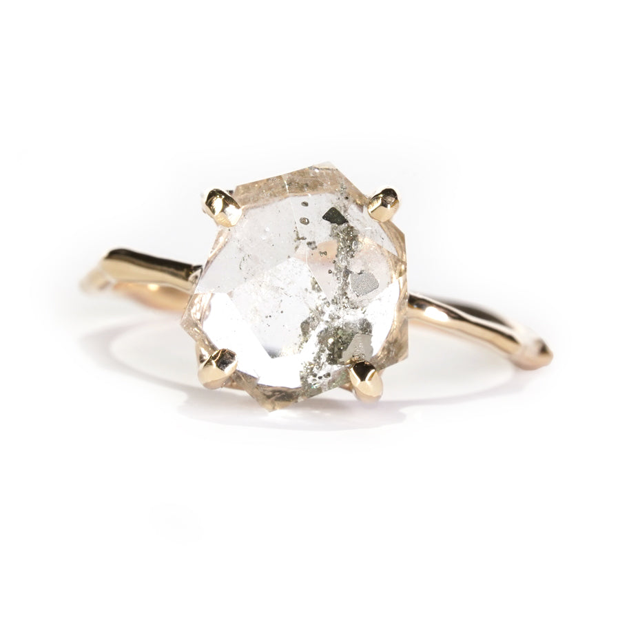 Charm Ring No.1384/ Pyrite in Quartz