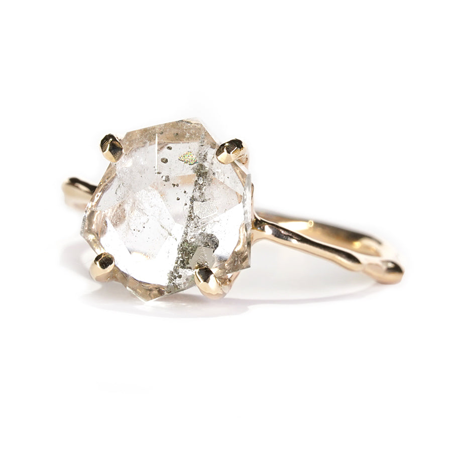 Charm Ring No.1384/ Pyrite in Quartz
