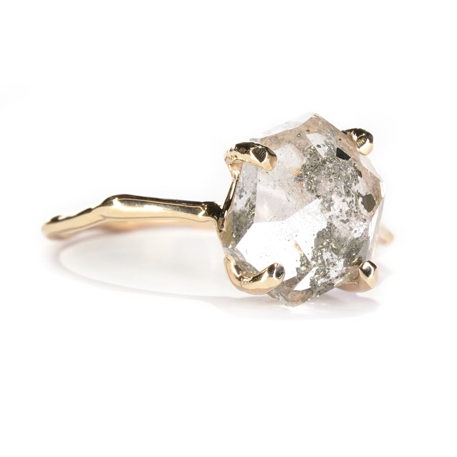 Charm Ring No.1384/ Pyrite in Quartz