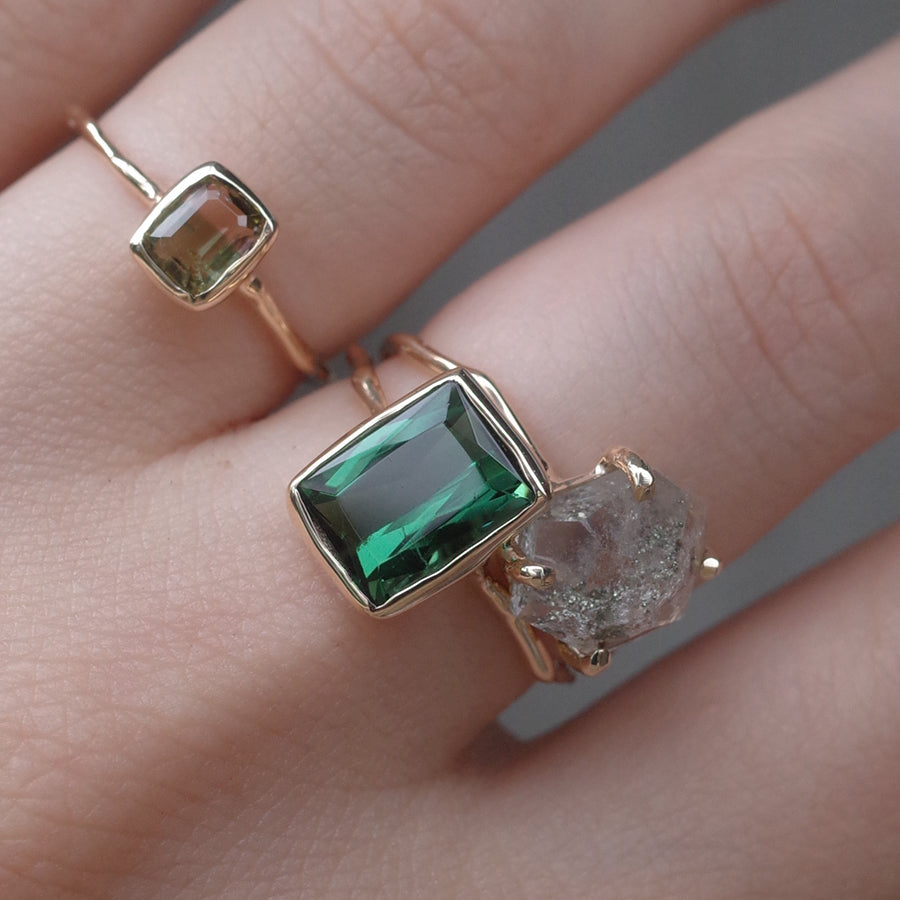 Charm Ring No.1384/ Pyrite in Quartz