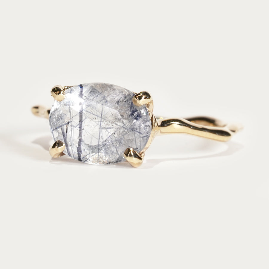 Charm Ring No.1429/Blue Tourmaline in Quartz