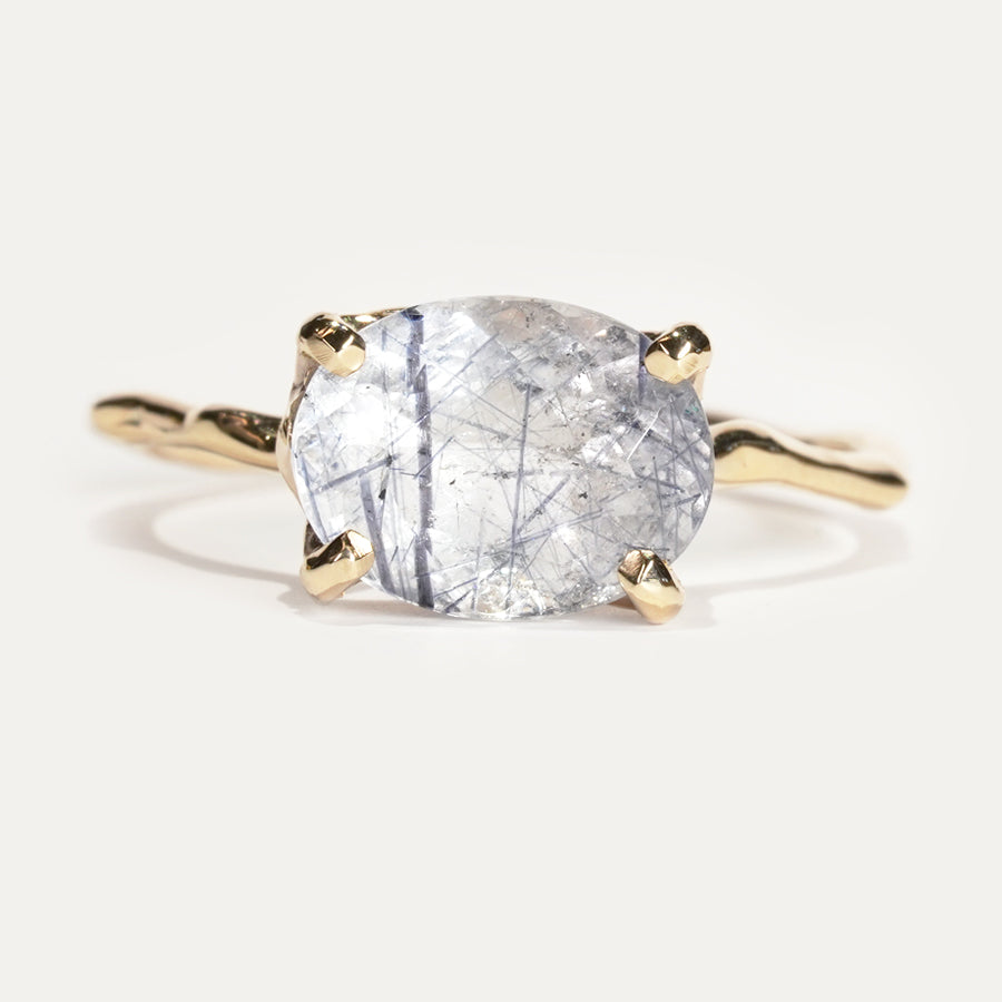 Charm Ring No.1429/Blue Tourmaline in Quartz