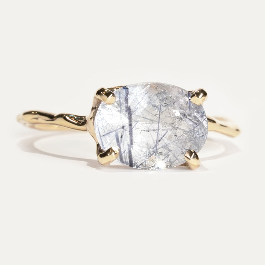 Charm Ring No.1429/Blue Tourmaline in Quartz