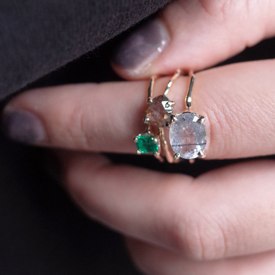 Charm Ring No.1429/Blue Tourmaline in Quartz