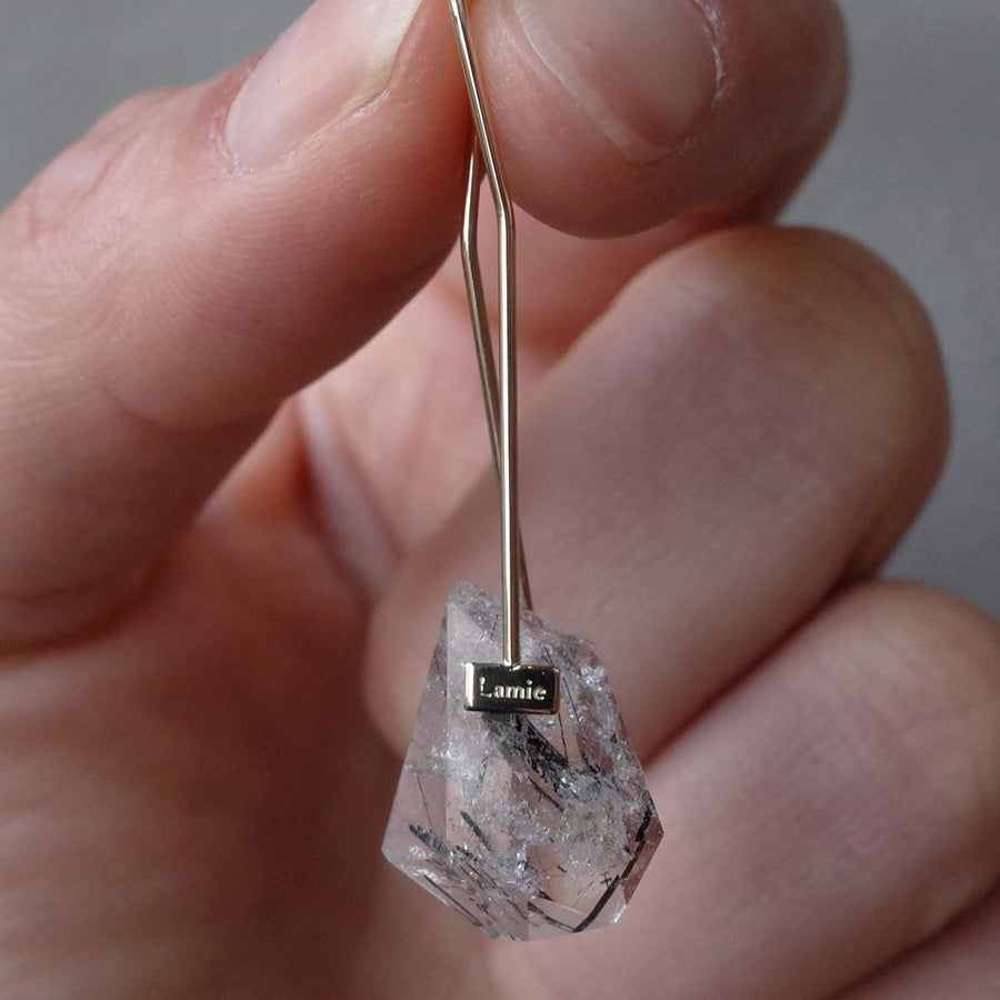 Bag ピアス №2112/ Tourmaline in Quartz