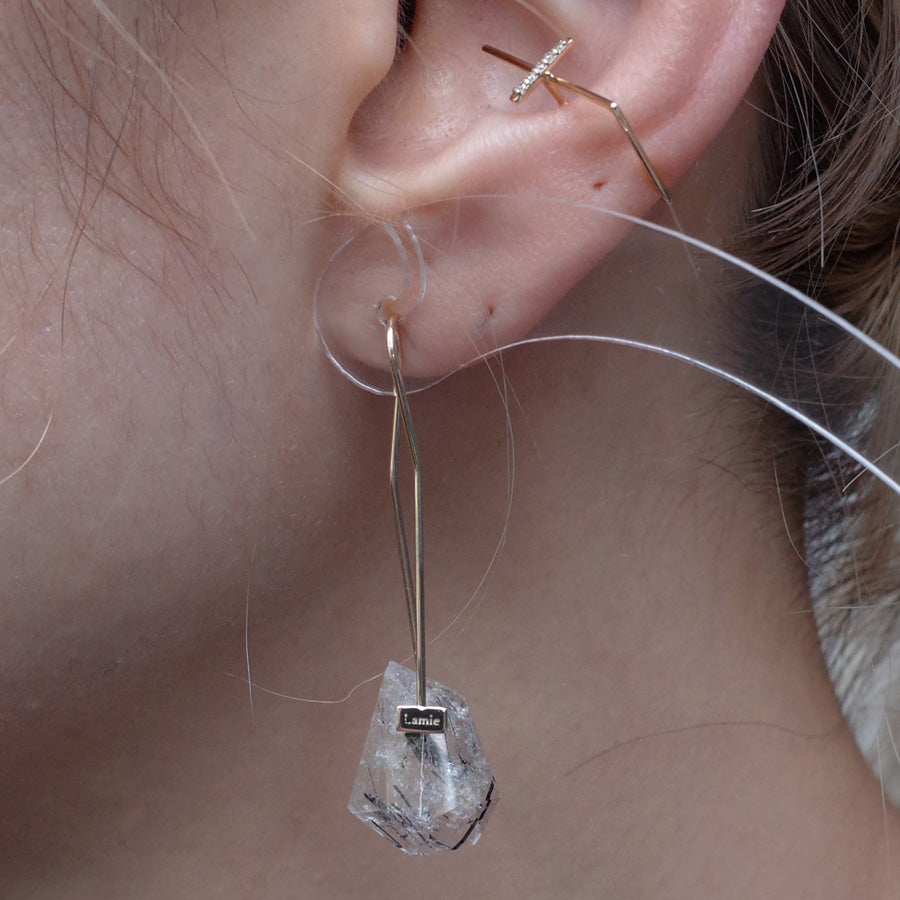 Bag ピアス №2112/ Tourmaline in Quartz