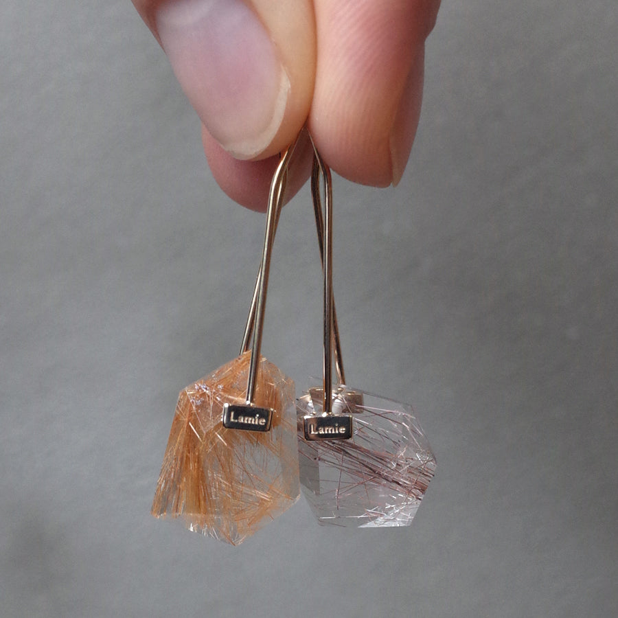 Bag ピアス №2120/ Rutilelated Quartz
