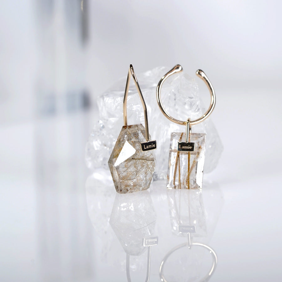 Bag ピアス №2110/ Garden Rutile Quartz