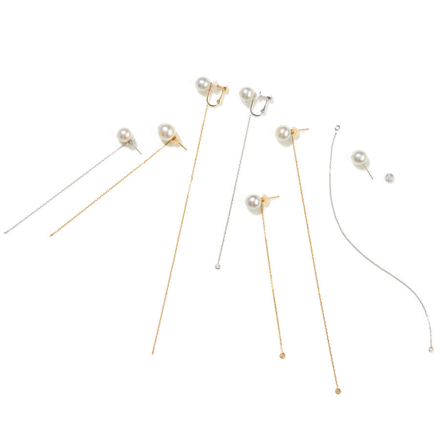 K18 Twin Akoya Chain (L) Earrings