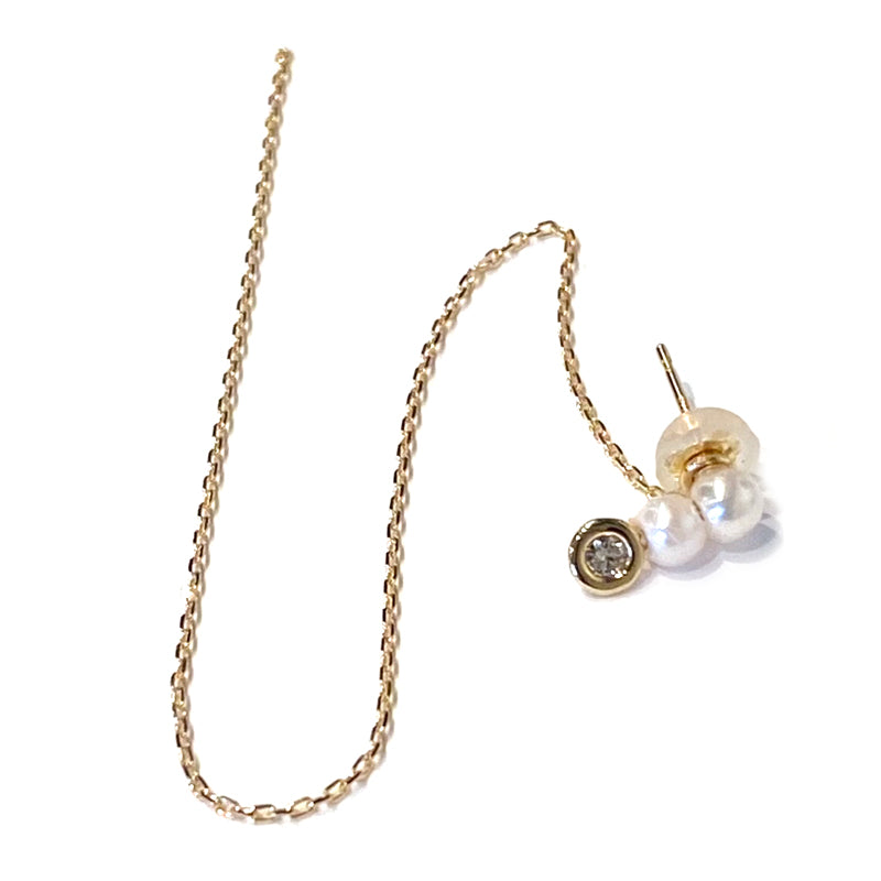 K18 Twin Akoya Chain (L) Earrings