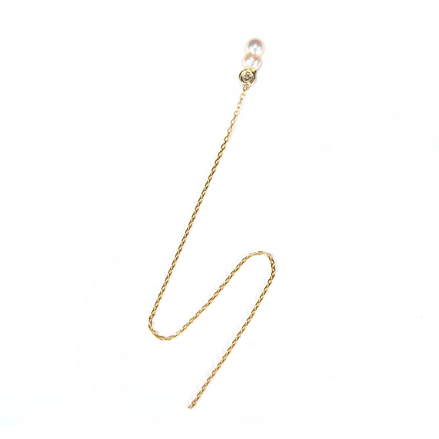 K18 Twin Akoya Chain (L) Earrings