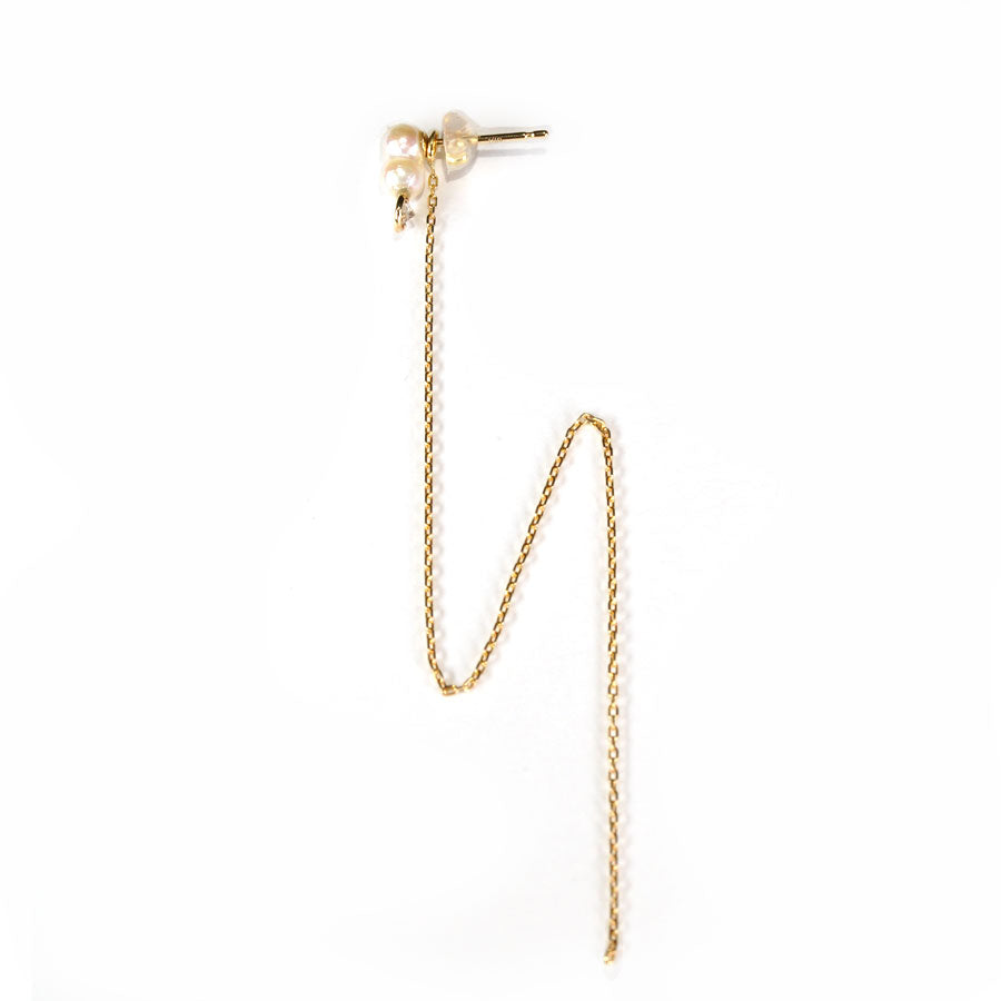 K18 Twin Akoya Chain (L) Earrings