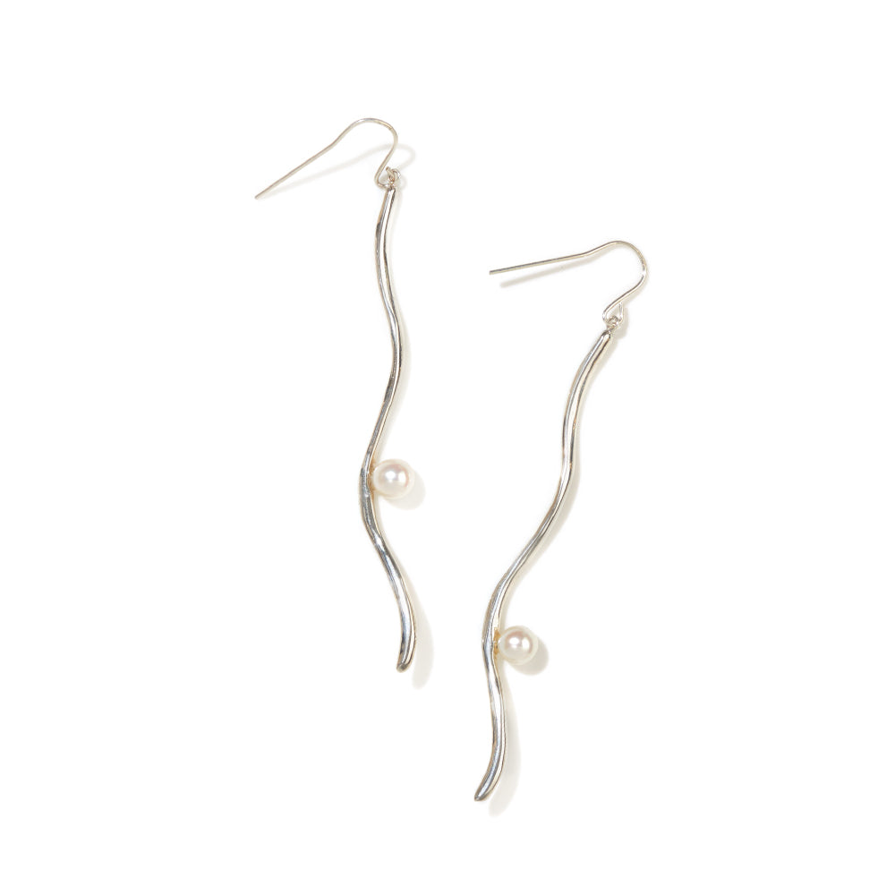 Pearl Wave Earrings (Silver)