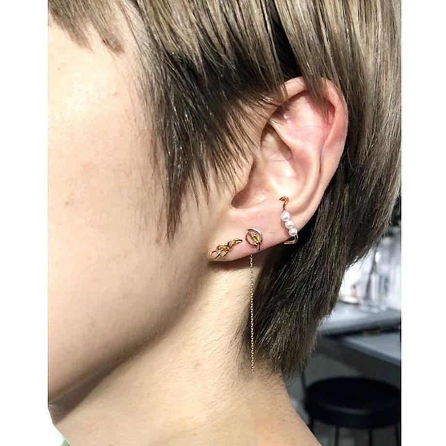3Pearl Vリング  (S)&イヤカフ K10/PT