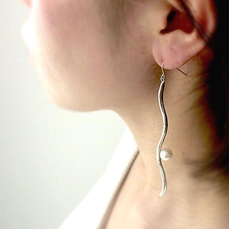 Pearl Wave Earrings (Silver)