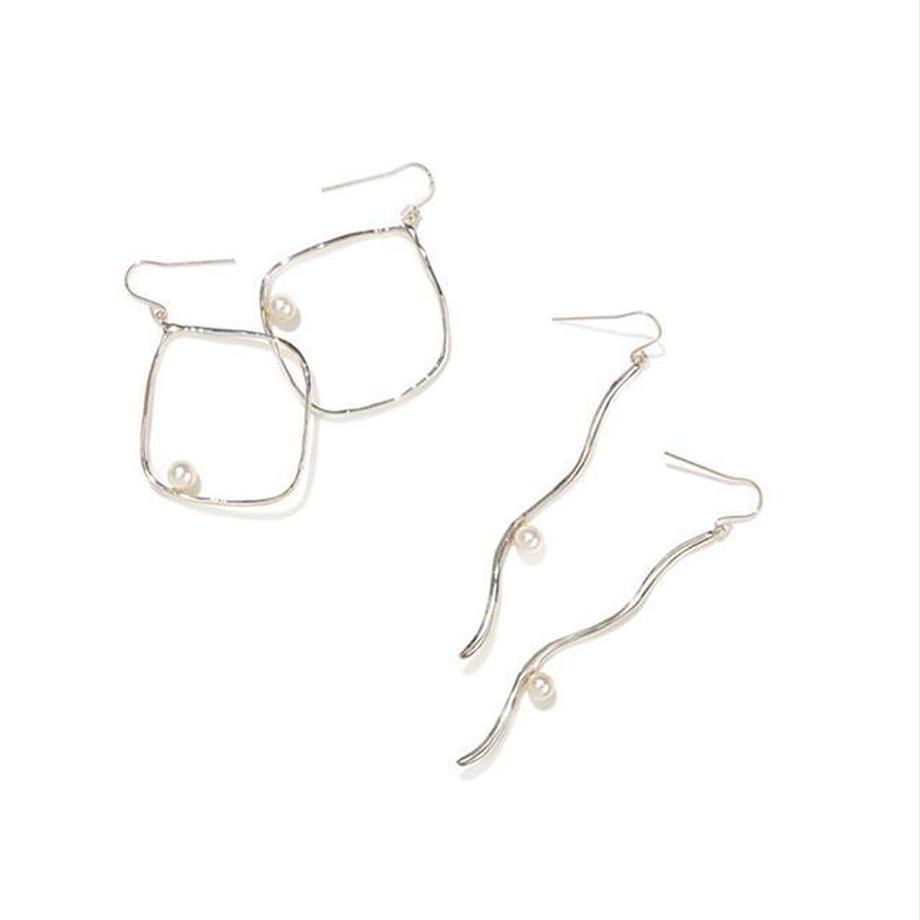 Pearl Wave Earrings (Silver)
