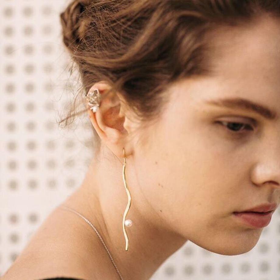 Pearl Wave Earrings (Silver)