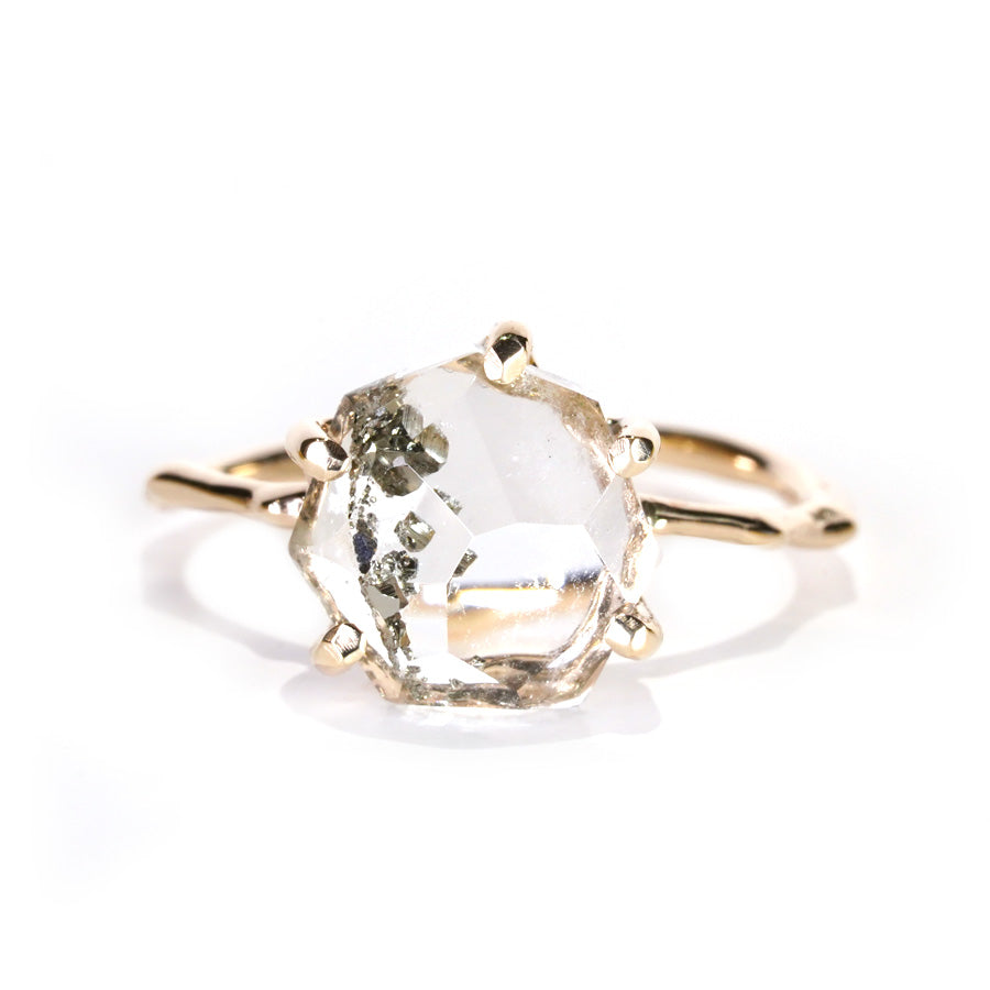 Charm Ring No.1098/Pyrite in Quartz