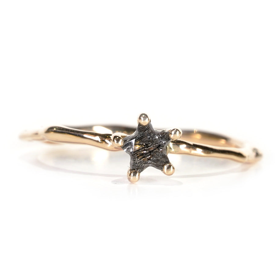 Charm Ring No.1237/ Black Rutilelated Quartz