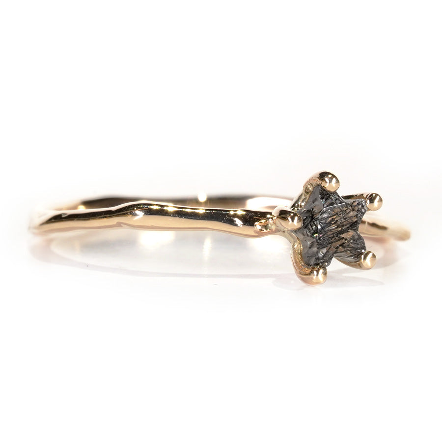 Charm Ring No.1237/ Black Rutilelated Quartz