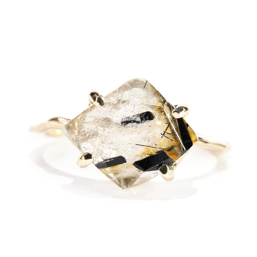 Charm Ring No.1245/ Tourmaline in Quartz