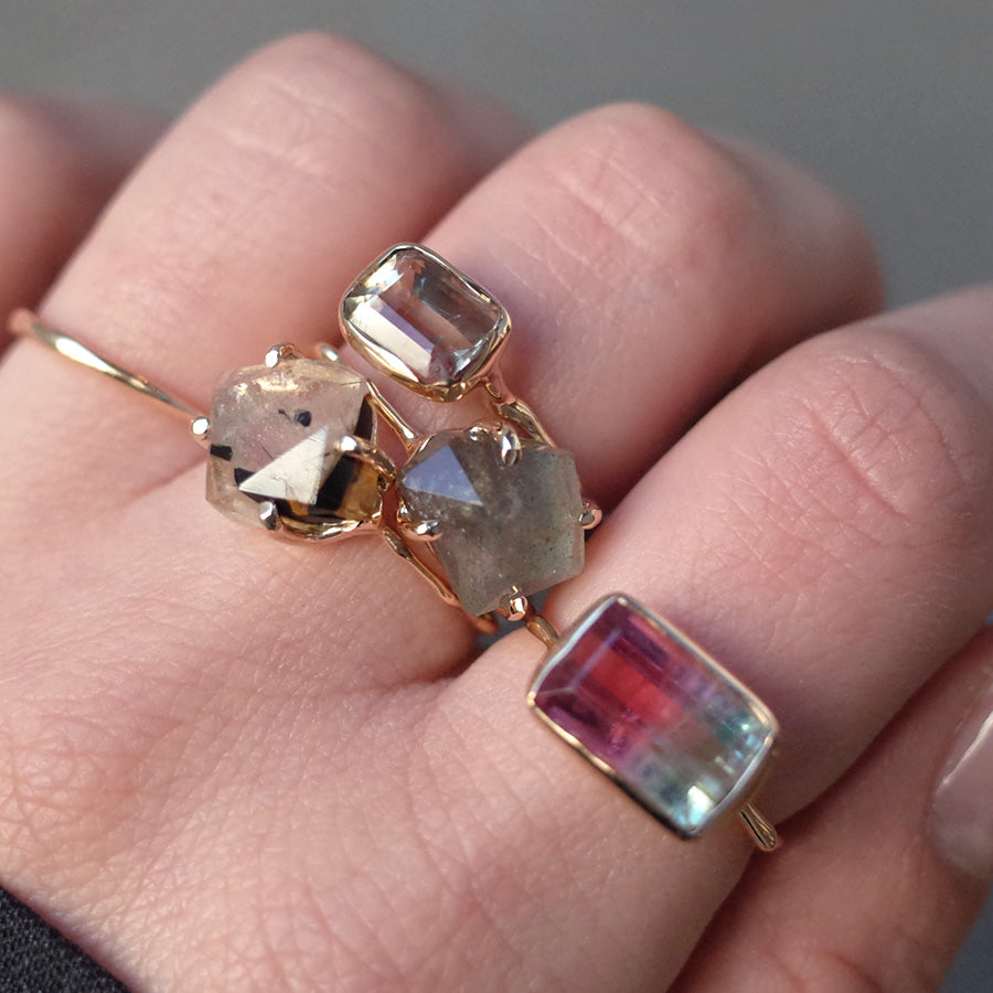 Charm Ring No.1245/ Tourmaline in Quartz