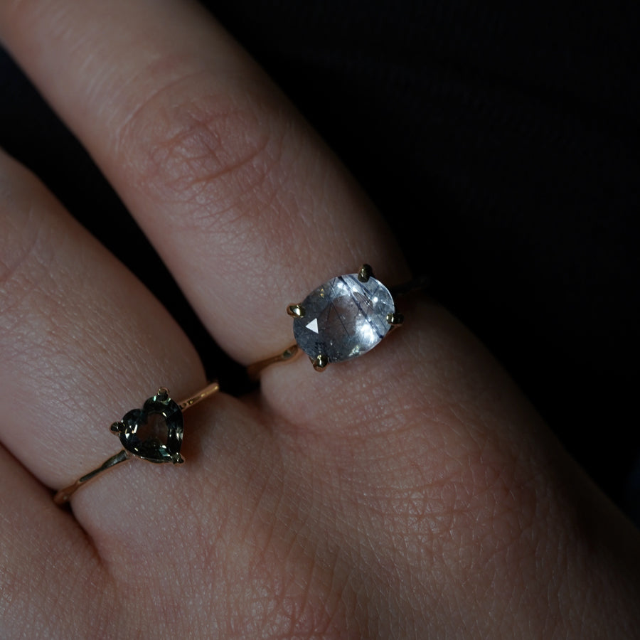 Charm Ring No.1429/Blue Tourmaline in Quartz