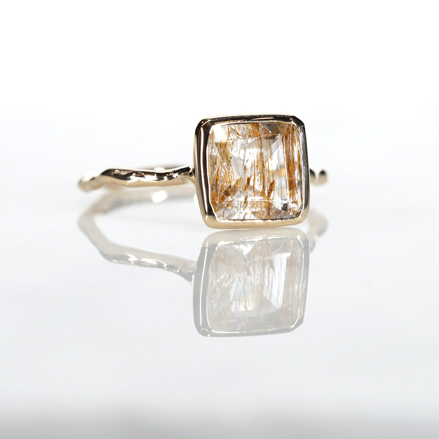 Charm Ring No.1476/ Rutile in Topaz