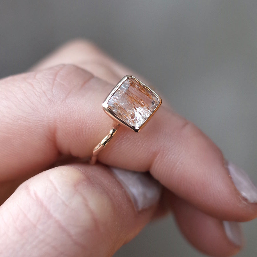 Charm Ring No.1476/ Rutile in Topaz
