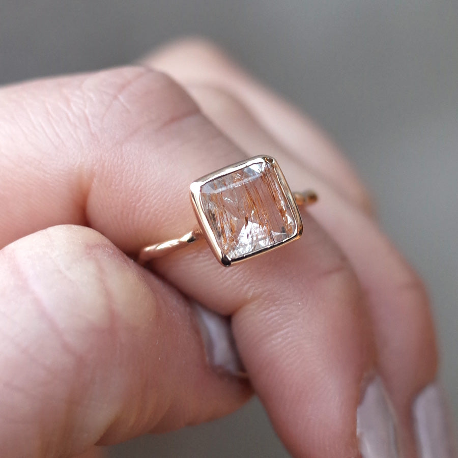 Charm Ring No.1476/ Rutile in Topaz