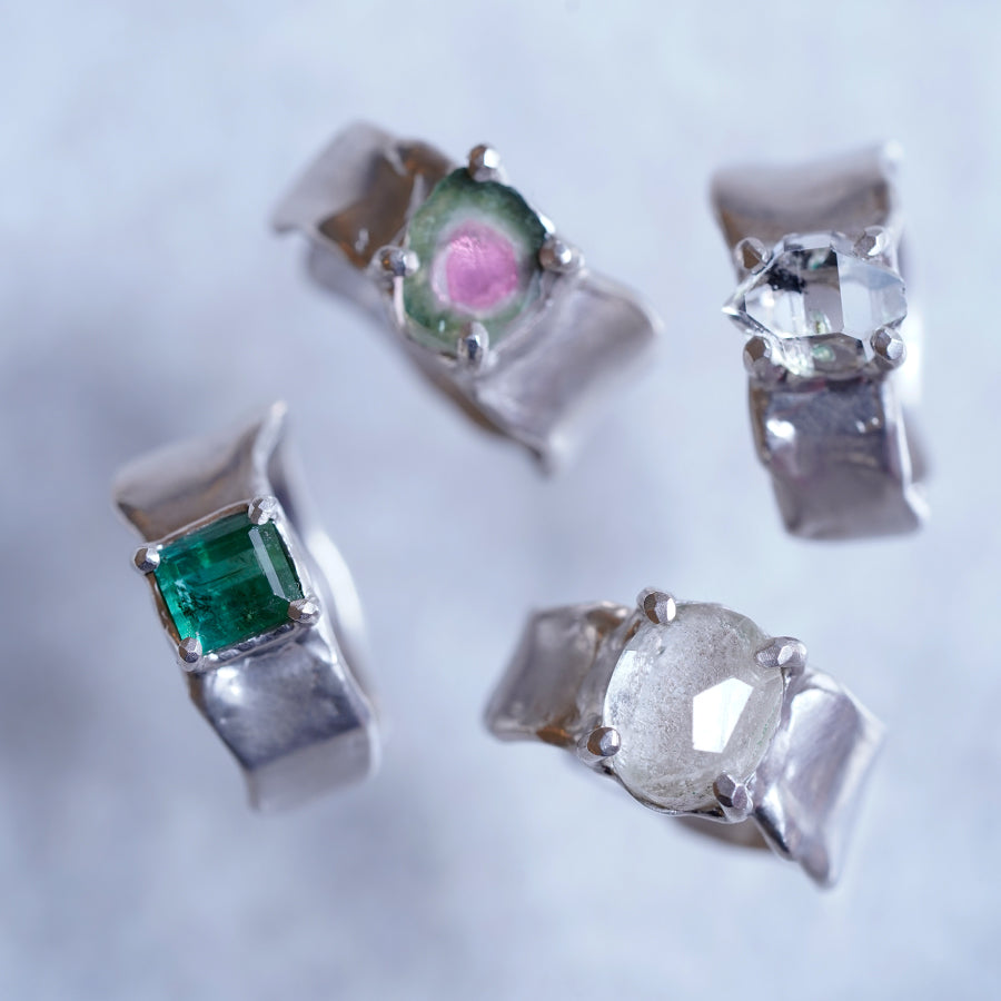 Charm Ring  №1720/ Garden Quartz