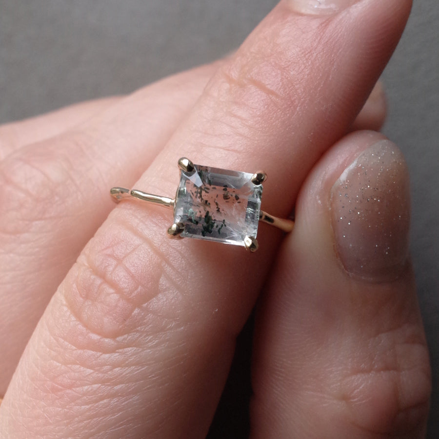 Charm Ring No.1732/  Tremolite in Quartz