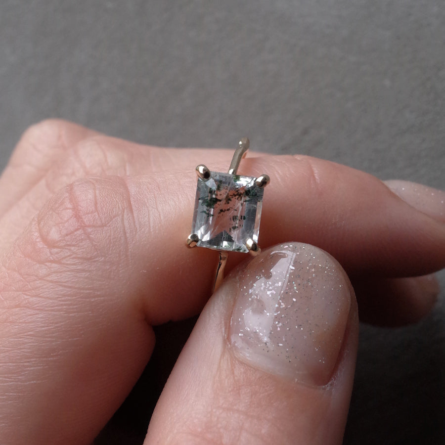 Charm Ring No.1732/  Tremolite in Quartz