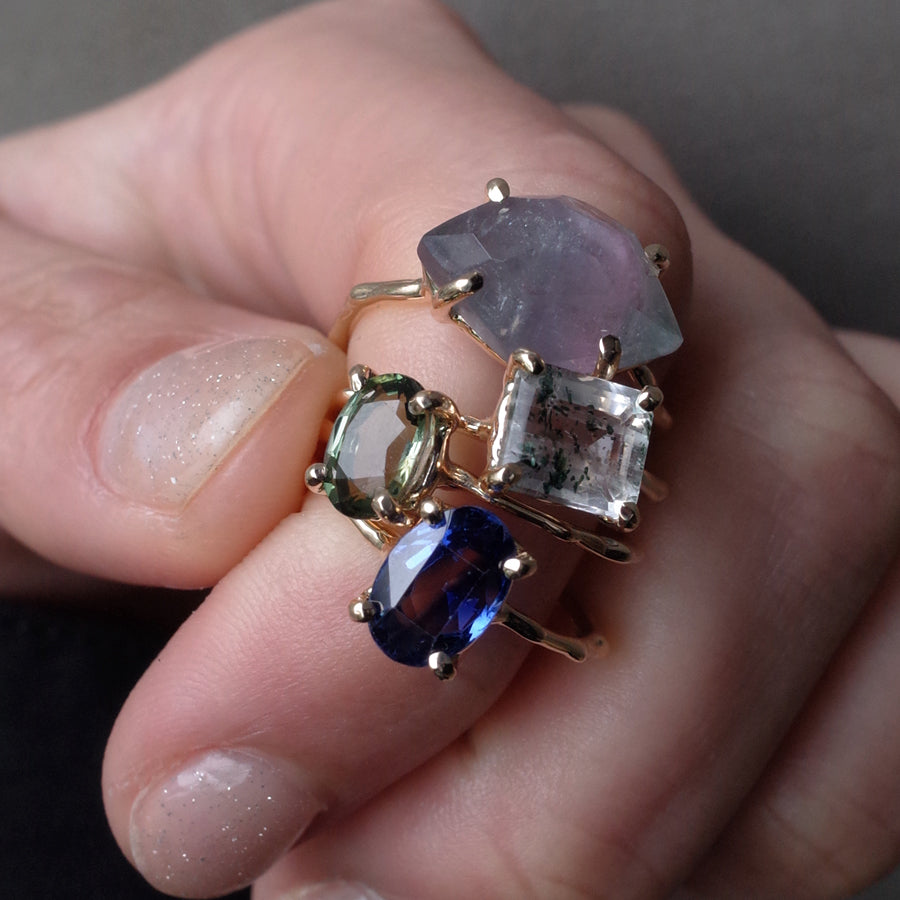 Charm Ring No.1732/  Tremolite in Quartz