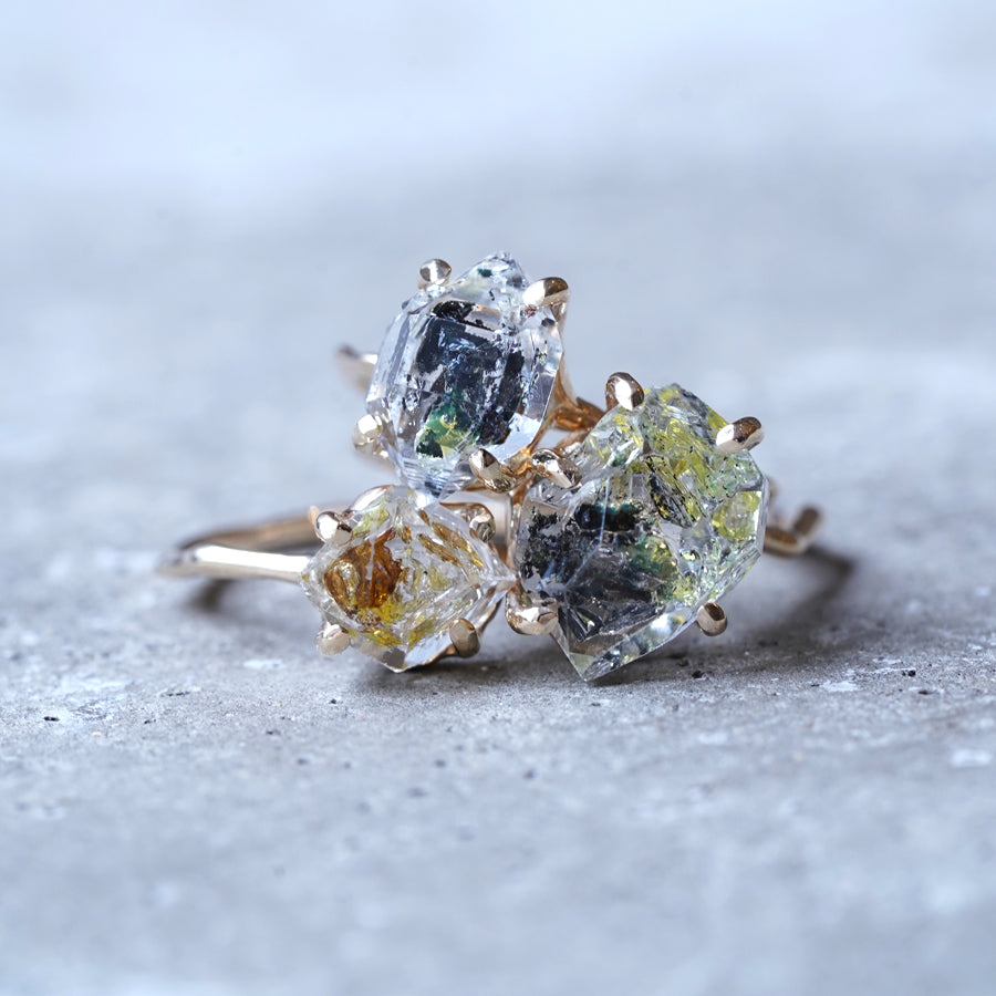 Charm Ring No.1744/  Oil in Herkimer
