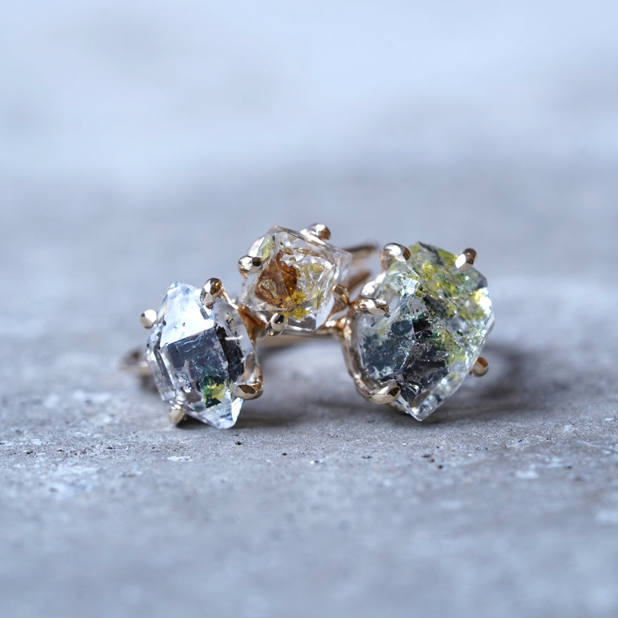Charm Ring No.1744/  Oil in Herkimer