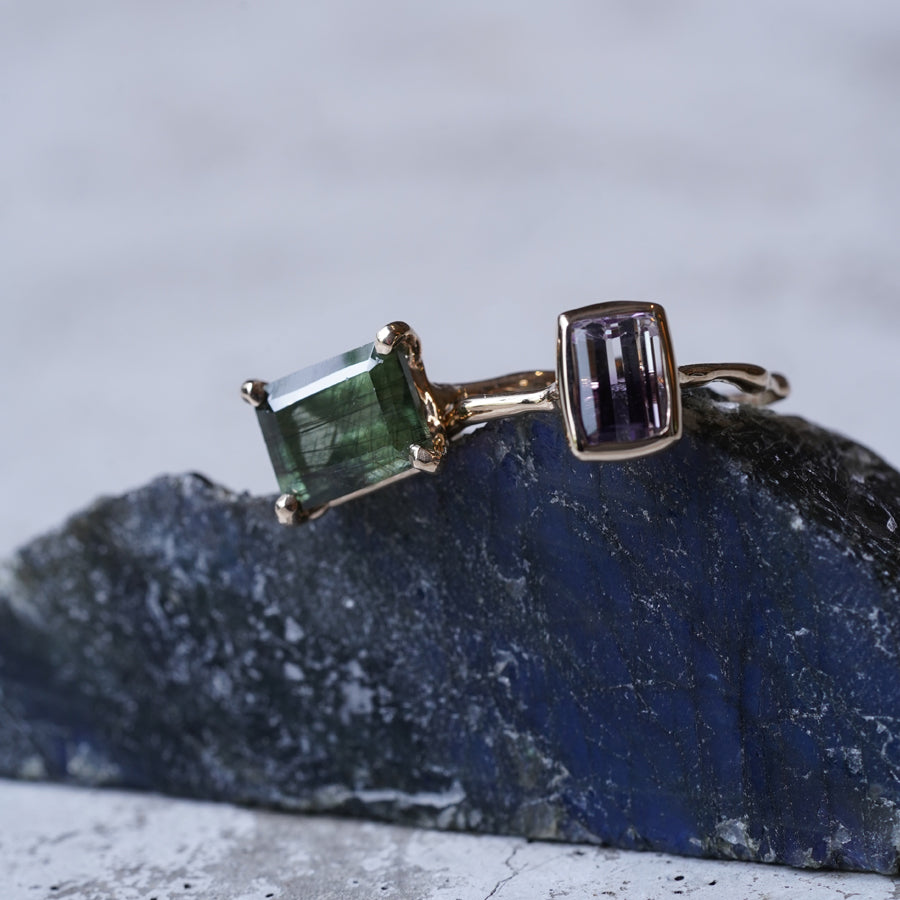 Charm Ring No.1752/ Rutilated Peridot
