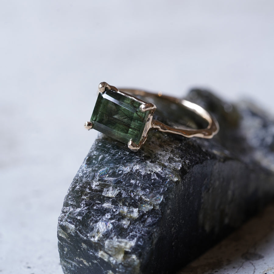 Charm Ring No.1752/ Rutilated Peridot