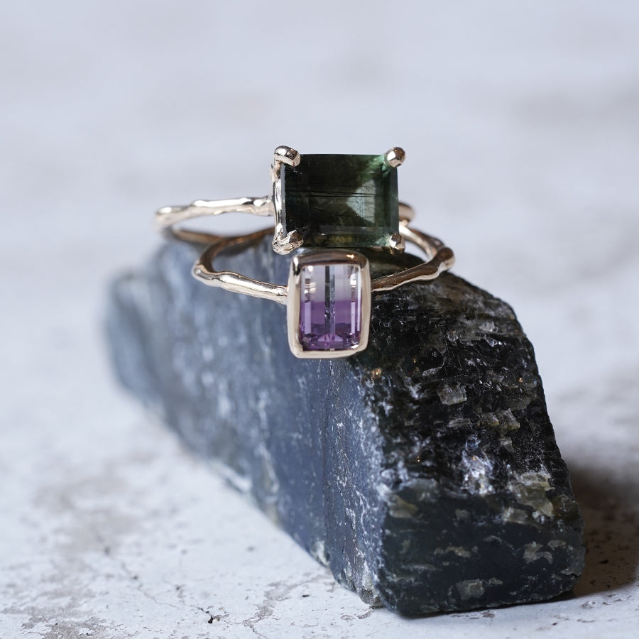 Charm Ring No.1752/ Rutilated Peridot