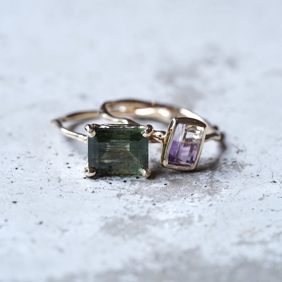 Charm Ring No.1752/ Rutilated Peridot