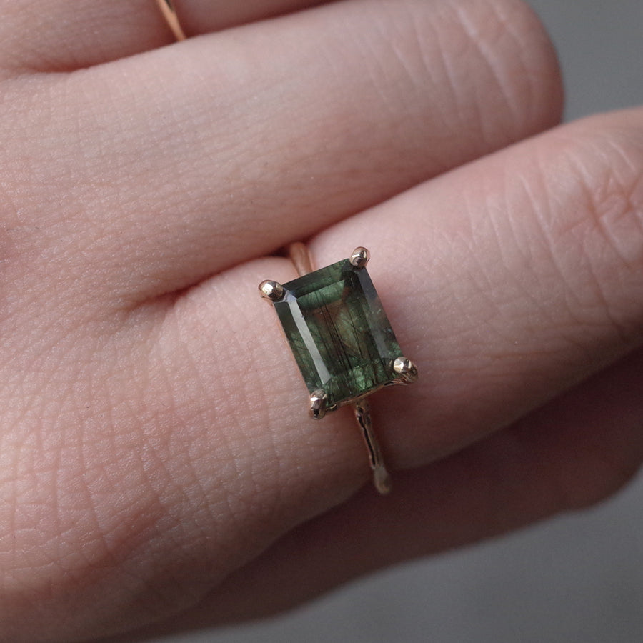 Charm Ring No.1752/ Rutilated Peridot